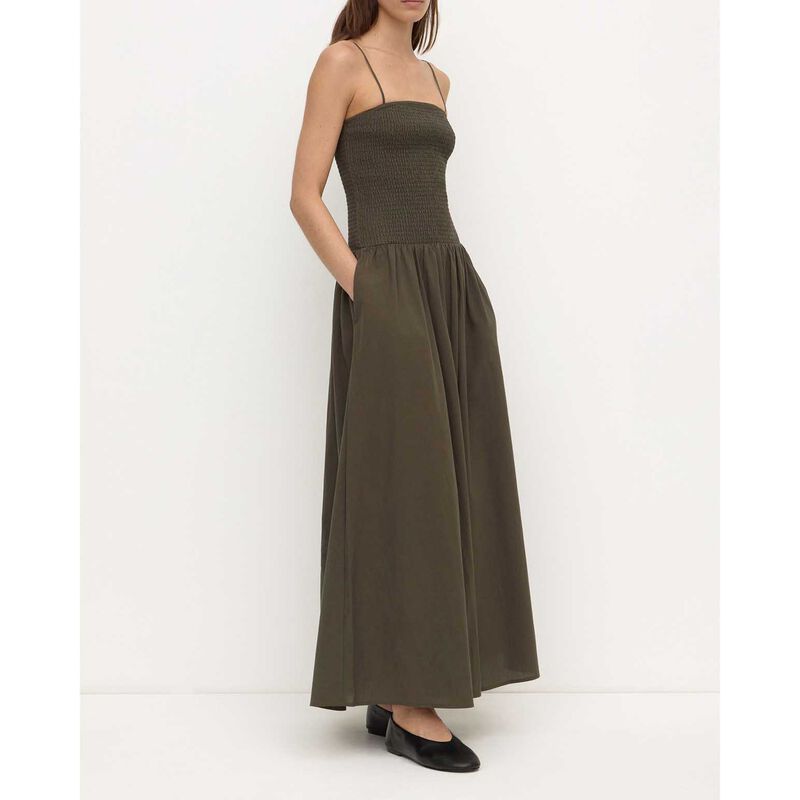 Assembly Label Connie Cotton Shirred Dress Dark Military image number 3